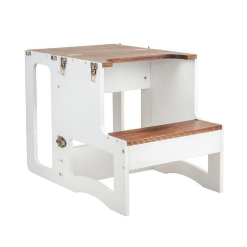 MY HAPPY HELPERS  - TAVOLO - Convertible Learning Tower - Tower to Table - White / Walnut